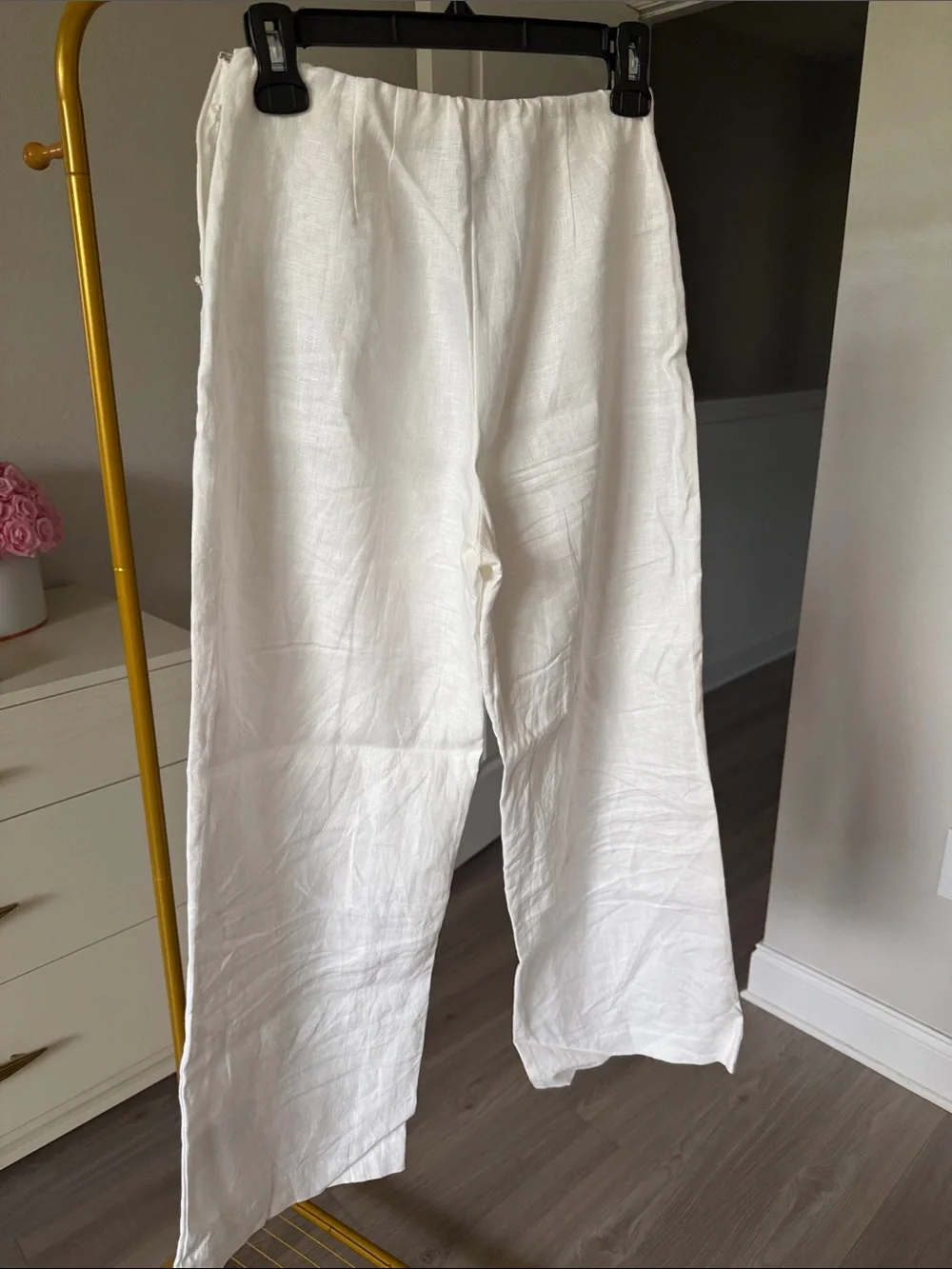 Reformation White Petites Hallie Linen Pants